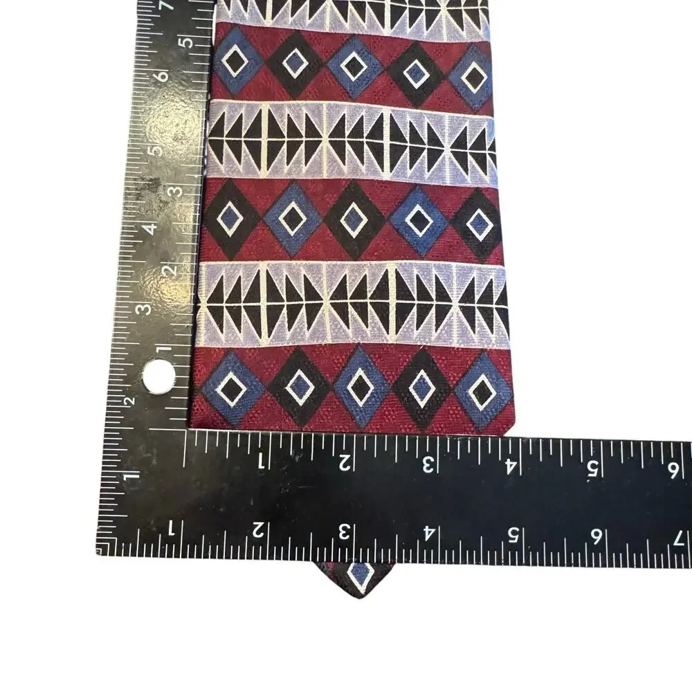 Zianetti Italian Silk Collection Men's Multicolor Geometric Foulard Necktie Tie